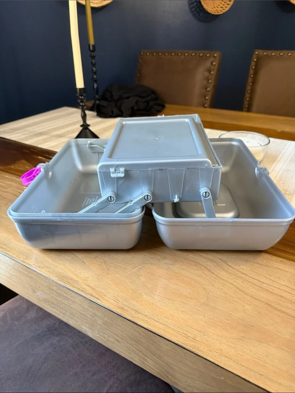 Caboodles Silver Makeup Case with Pink Handle